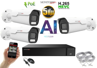 Monitorrs Security AI IP Park 3 kamerový set 5 Mpix  (6185K3)